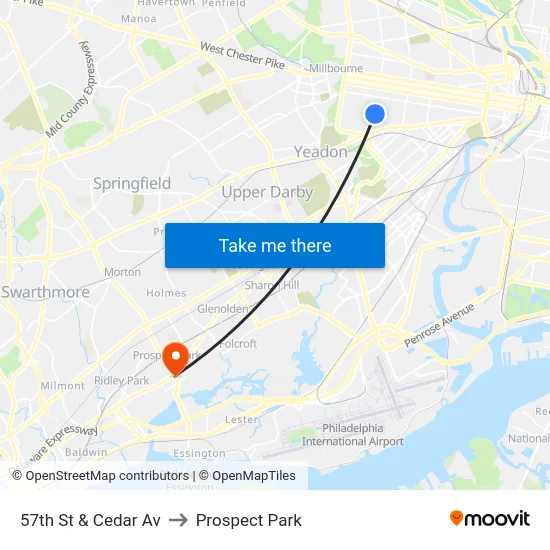 57th St & Cedar Av to Prospect Park map