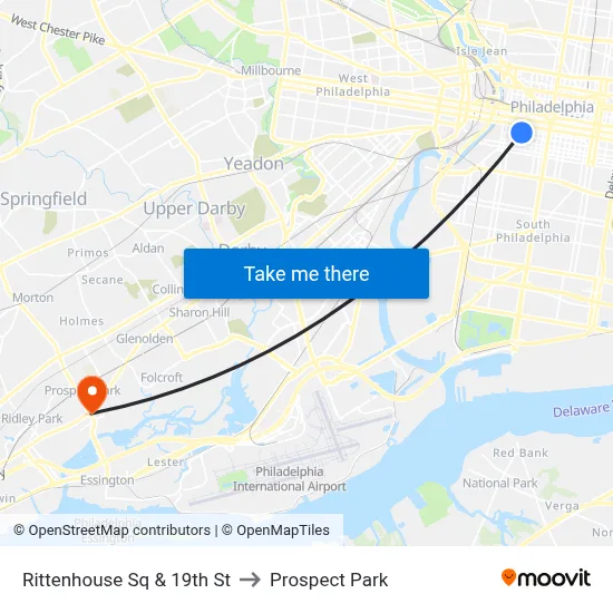 Rittenhouse Sq & 19th St to Prospect Park map