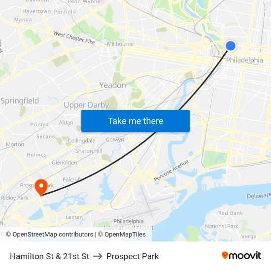 Hamilton St & 21st St to Prospect Park map