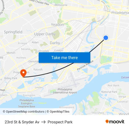 23rd St & Snyder Av to Prospect Park map