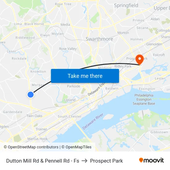 Dutton Mill Rd & Pennell Rd - Fs to Prospect Park map