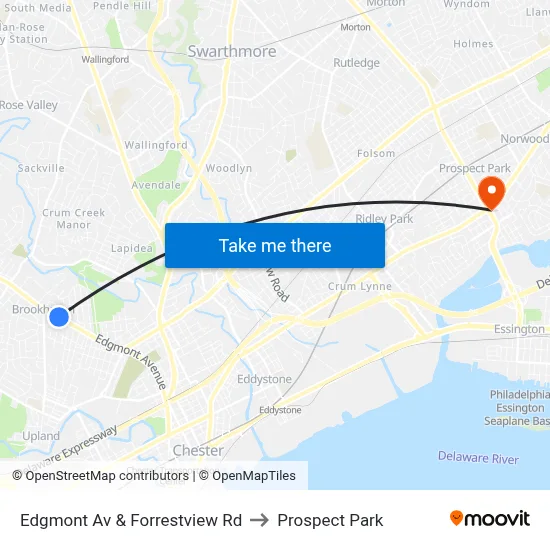 Edgmont Av & Forrestview Rd to Prospect Park map