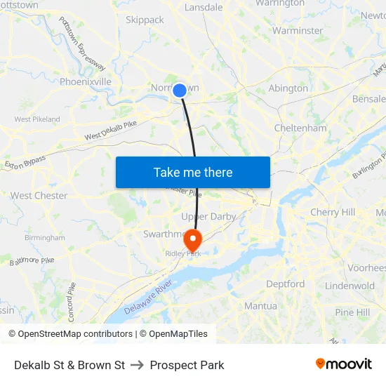 Dekalb St & Brown St to Prospect Park map