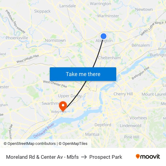 Moreland Rd & Center Av - Mbfs to Prospect Park map