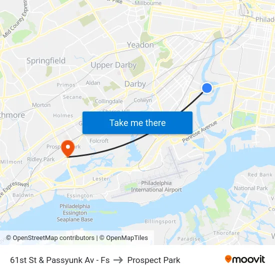 61st St & Passyunk Av - Fs to Prospect Park map