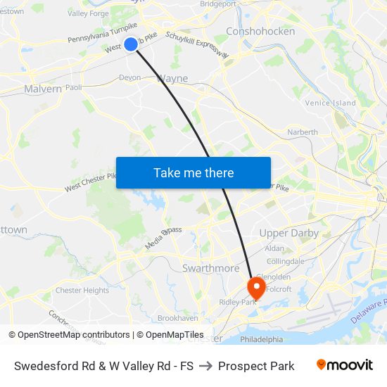 Swedesford Rd & W Valley Rd - FS to Prospect Park map