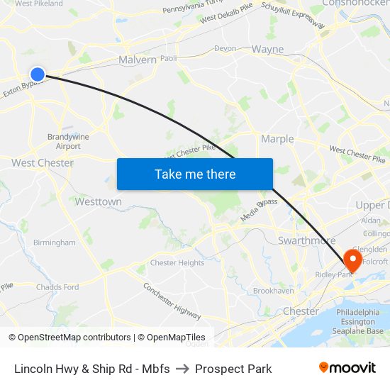 Lincoln Hwy & Ship Rd - Mbfs to Prospect Park map