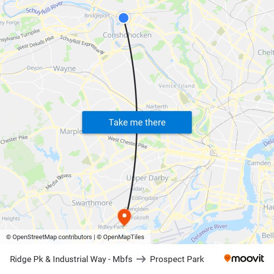 Ridge Pk & Industrial Way - Mbfs to Prospect Park map