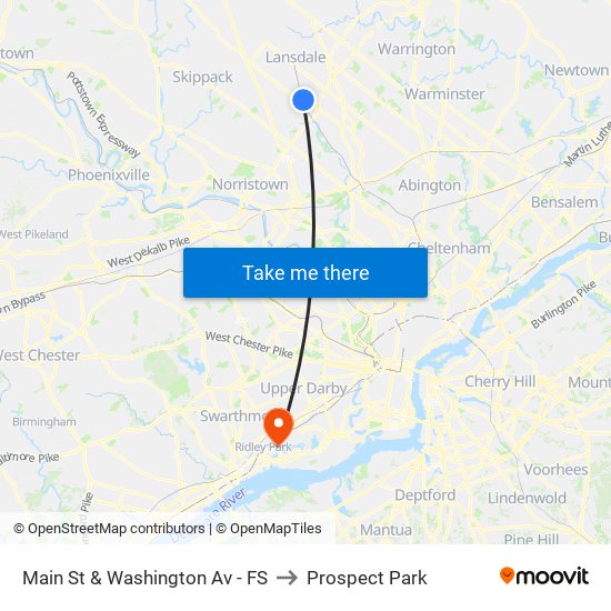 Main St & Washington Av - FS to Prospect Park map