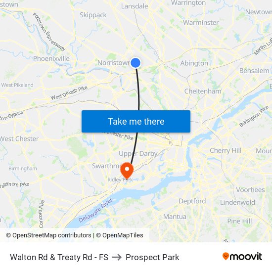 Walton Rd & Treaty Rd - FS to Prospect Park map