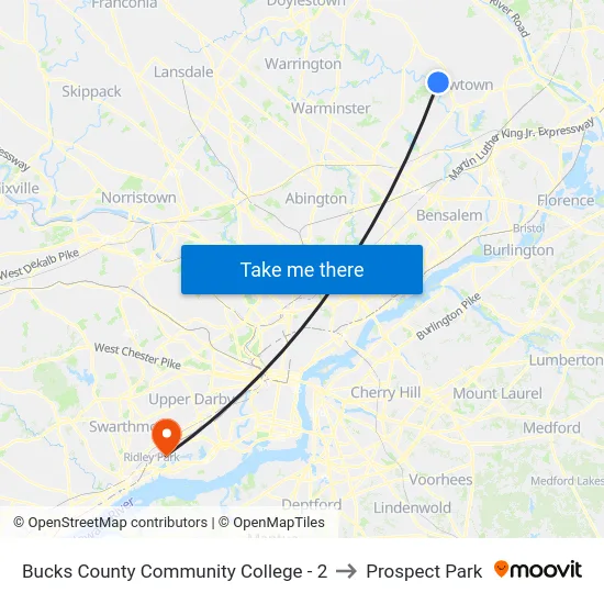 Bucks County Community College - 2 to Prospect Park map