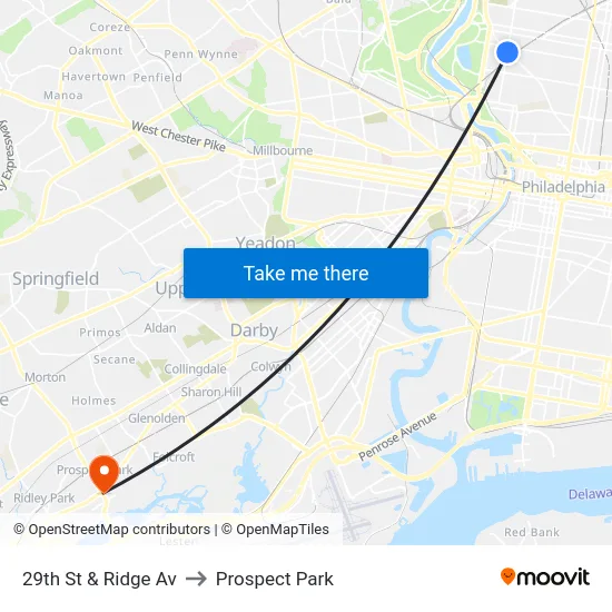 29th St & Ridge Av to Prospect Park map