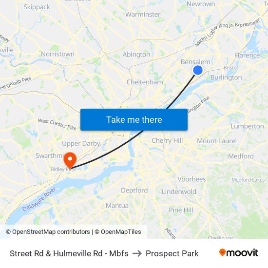 Street Rd & Hulmeville Rd - Mbfs to Prospect Park map