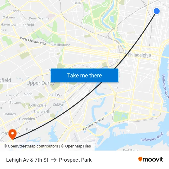Lehigh Av & 7th St to Prospect Park map