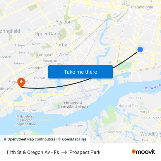 11th St & Oregon Av - Fs to Prospect Park map