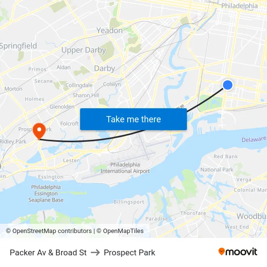 Packer Av & Broad St to Prospect Park map