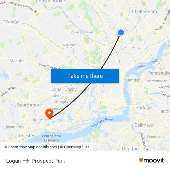Logan to Prospect Park map