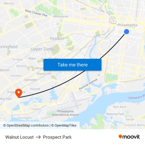 Walnut Locust to Prospect Park map