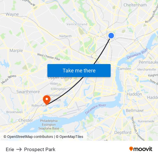 Erie to Prospect Park map