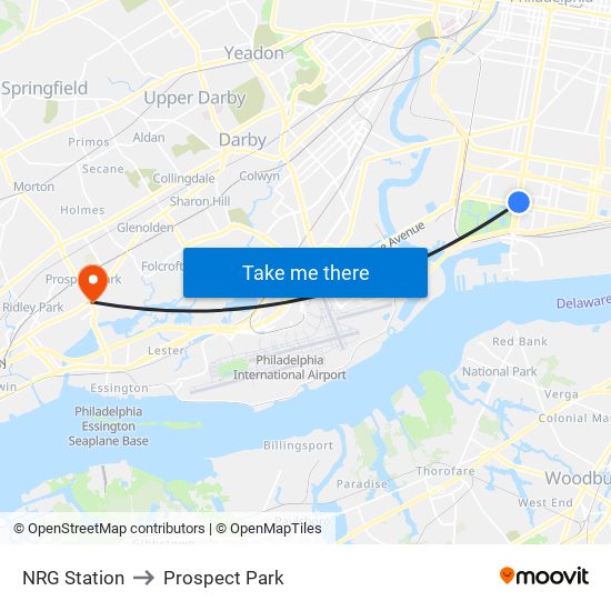 NRG Station to Prospect Park map