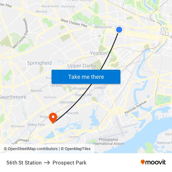 56th St Station to Prospect Park map