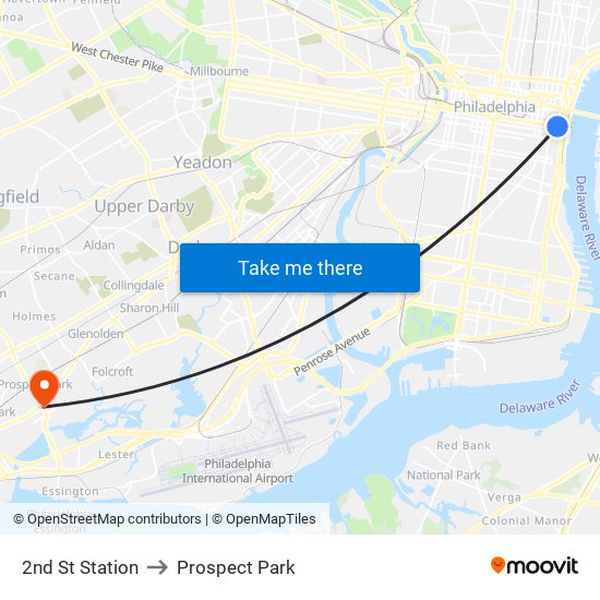 2nd St Station to Prospect Park map