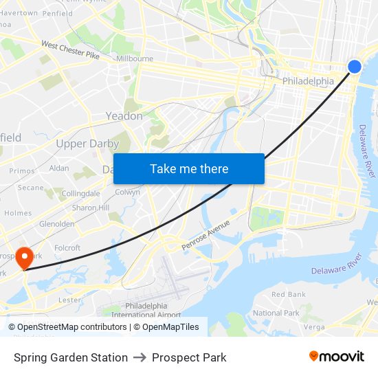 Spring Garden Station to Prospect Park map