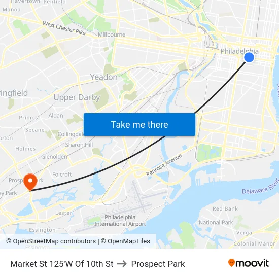 Market St 125'W Of 10th St to Prospect Park map