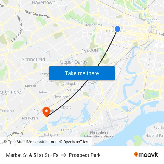 Market St & 51st St - Fs to Prospect Park map