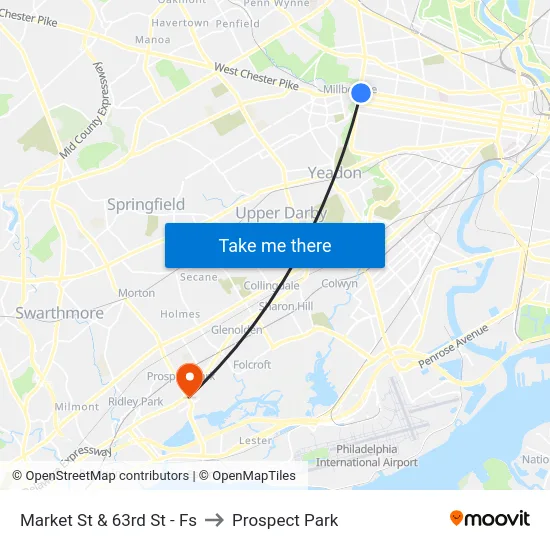 Market St & 63rd St - Fs to Prospect Park map
