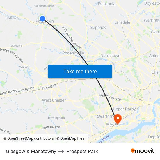 Glasgow & Manatawny to Prospect Park map