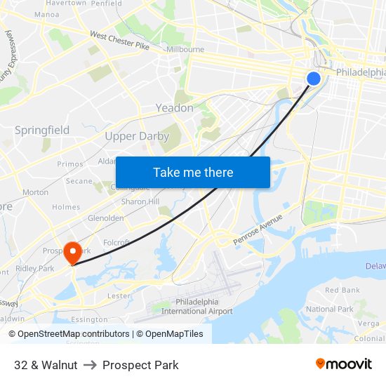 32 & Walnut to Prospect Park map