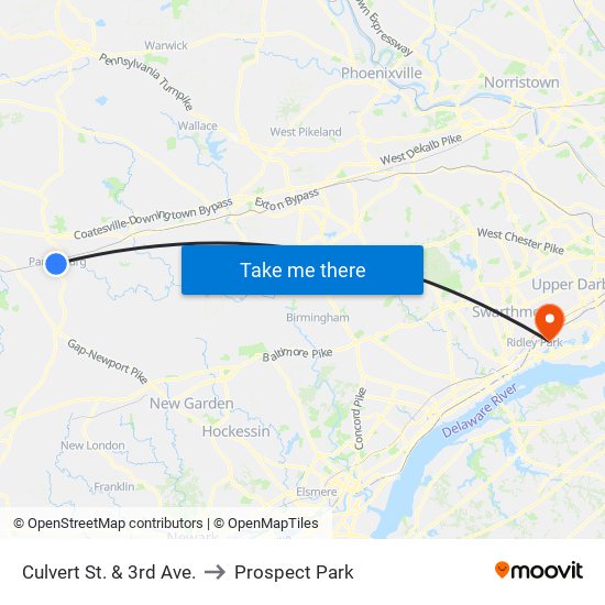 Culvert St. & 3rd Ave. to Prospect Park map