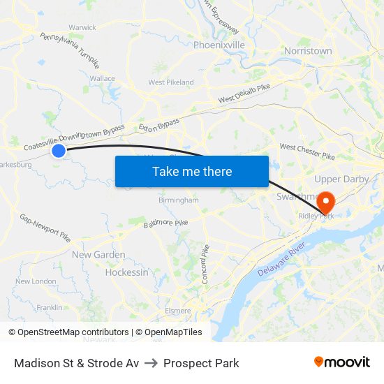 Madison St & Strode Av to Prospect Park map