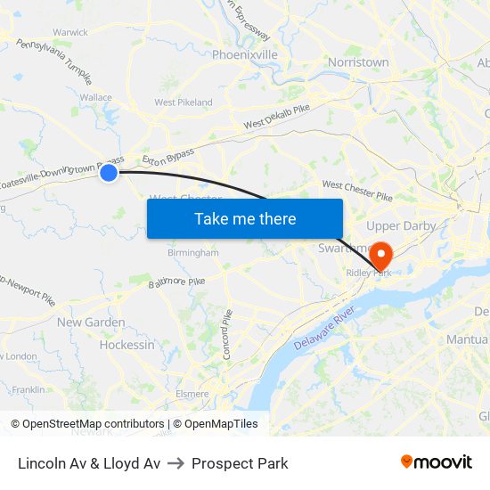 Lincoln Av & Lloyd Av to Prospect Park map