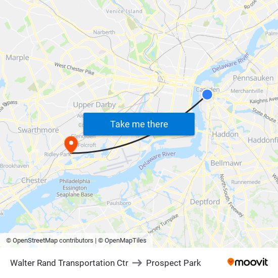 Walter Rand Transportation Ctr to Prospect Park map