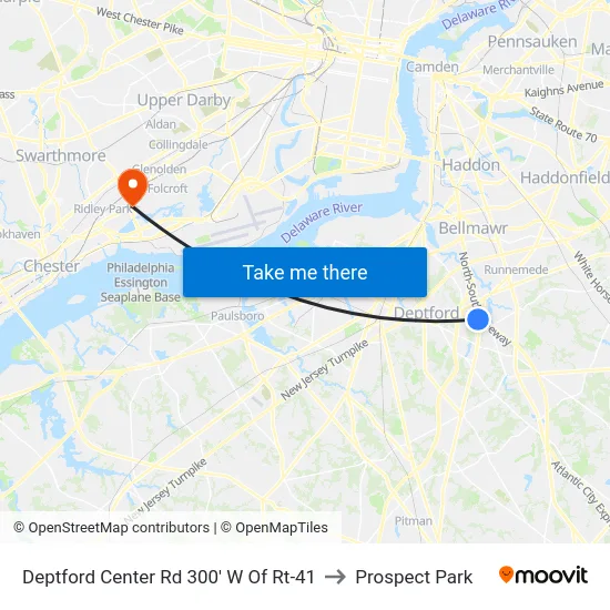 Deptford Center Rd 300' W Of Rt-41 to Prospect Park map