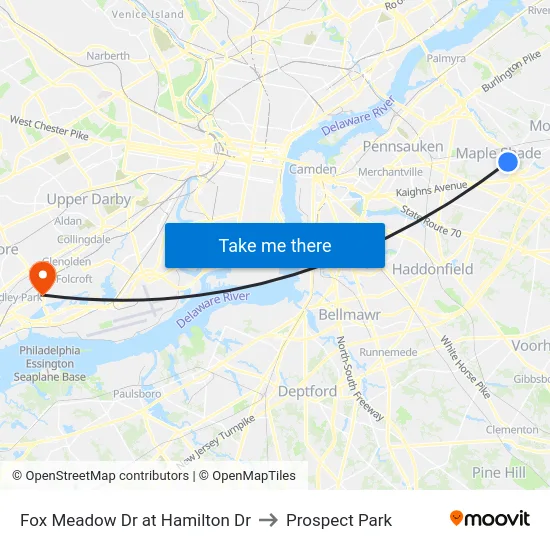 Fox Meadow Dr at Hamilton Dr to Prospect Park map