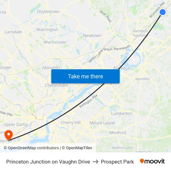 Princeton Junction on Vaughn Drive to Prospect Park map