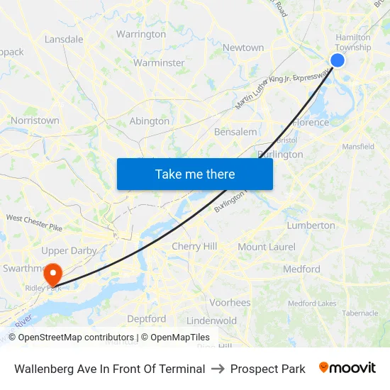 Wallenberg Ave In Front Of Terminal to Prospect Park map