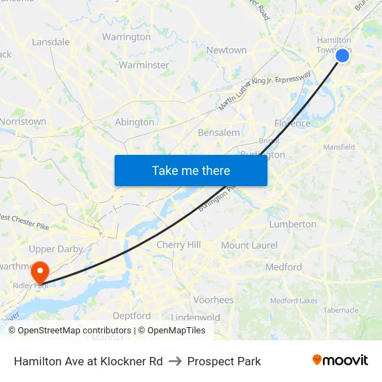 Hamilton Ave at Klockner Rd to Prospect Park map