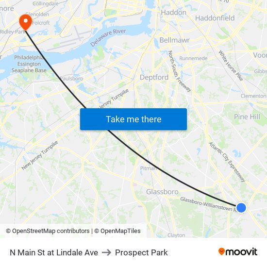 N Main St at Lindale Ave to Prospect Park map