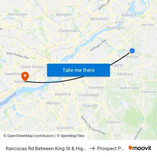 Rancocas Rd Between King St & High St to Prospect Park map