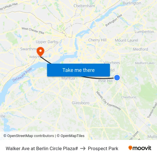 Walker Ave at Berlin Circle Plaza# to Prospect Park map