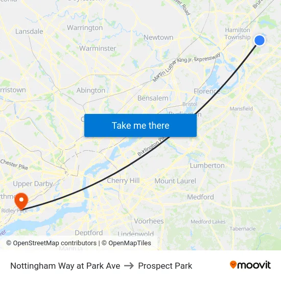 Nottingham Way at Park Ave to Prospect Park map