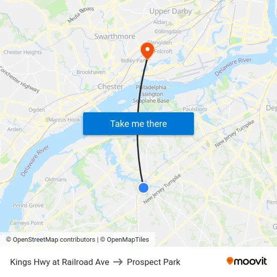 Kings Hwy at Railroad Ave to Prospect Park map
