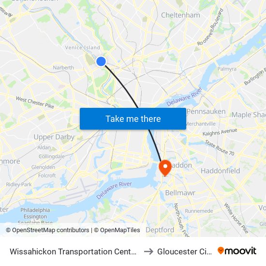 Wissahickon Transportation Center - Onsite to Gloucester City, NJ map