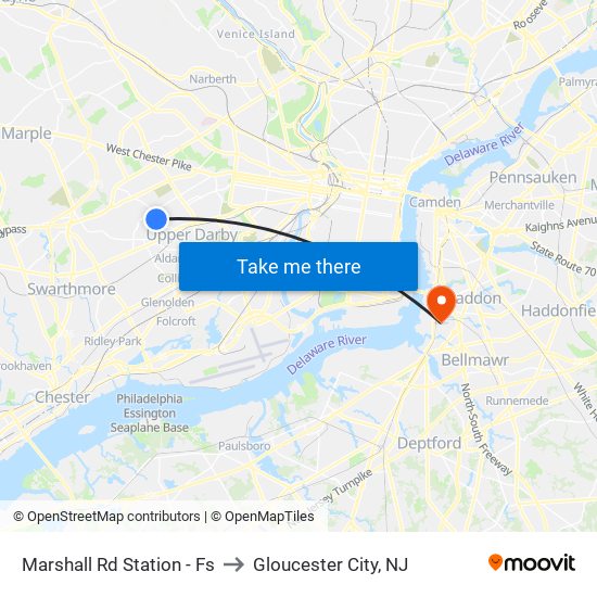 Marshall Rd Station - Fs to Gloucester City, NJ map