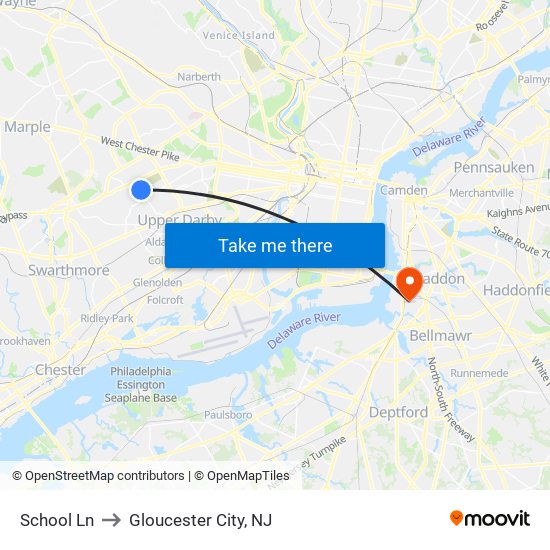 School Ln to Gloucester City, NJ map