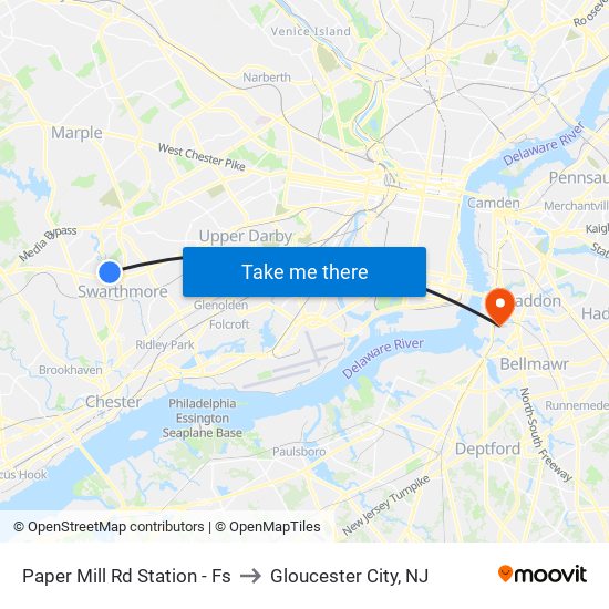 Paper Mill Rd Station - Fs to Gloucester City, NJ map